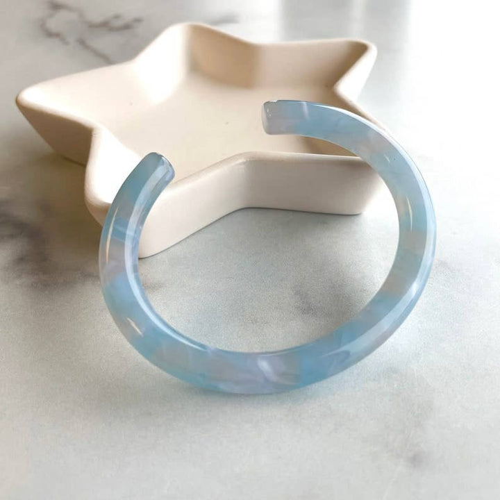 Lush Bangle Cuff in Sky, Peach and Lily Pad: Small/Med / Sky