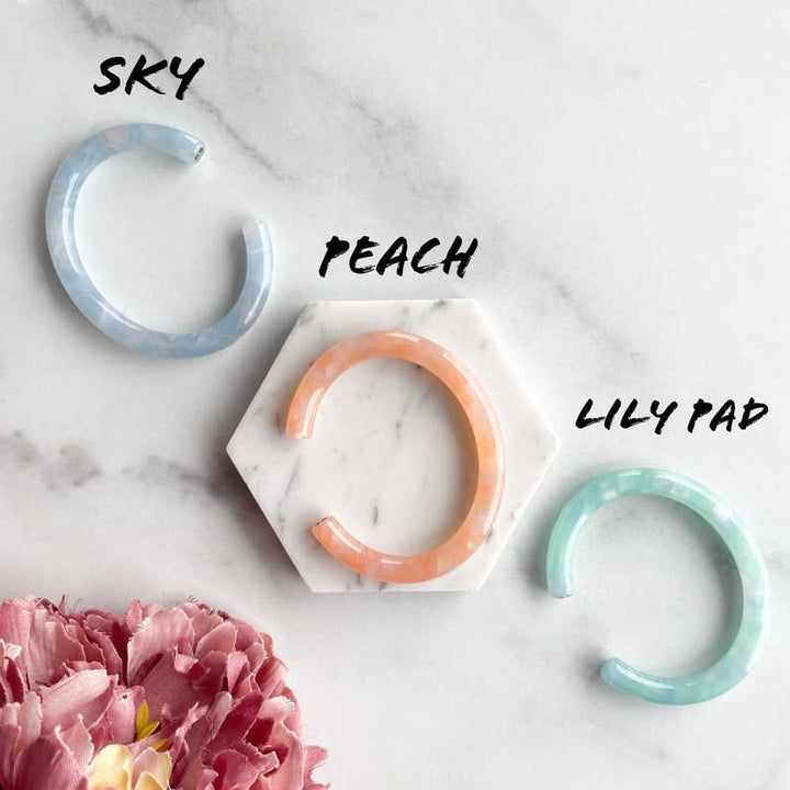 Lush Bangle Cuff in Sky, Peach and Lily Pad: Small/Med / Sky