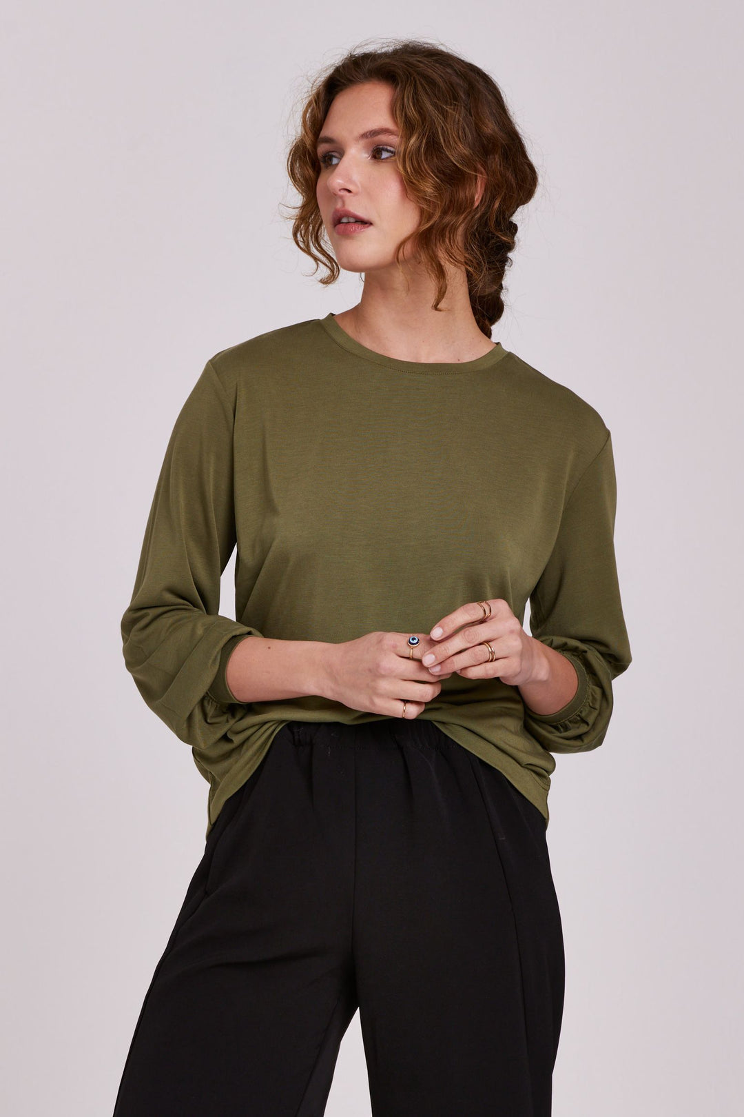 Matilda Crewneck Long Sleeve Tee - Ivy