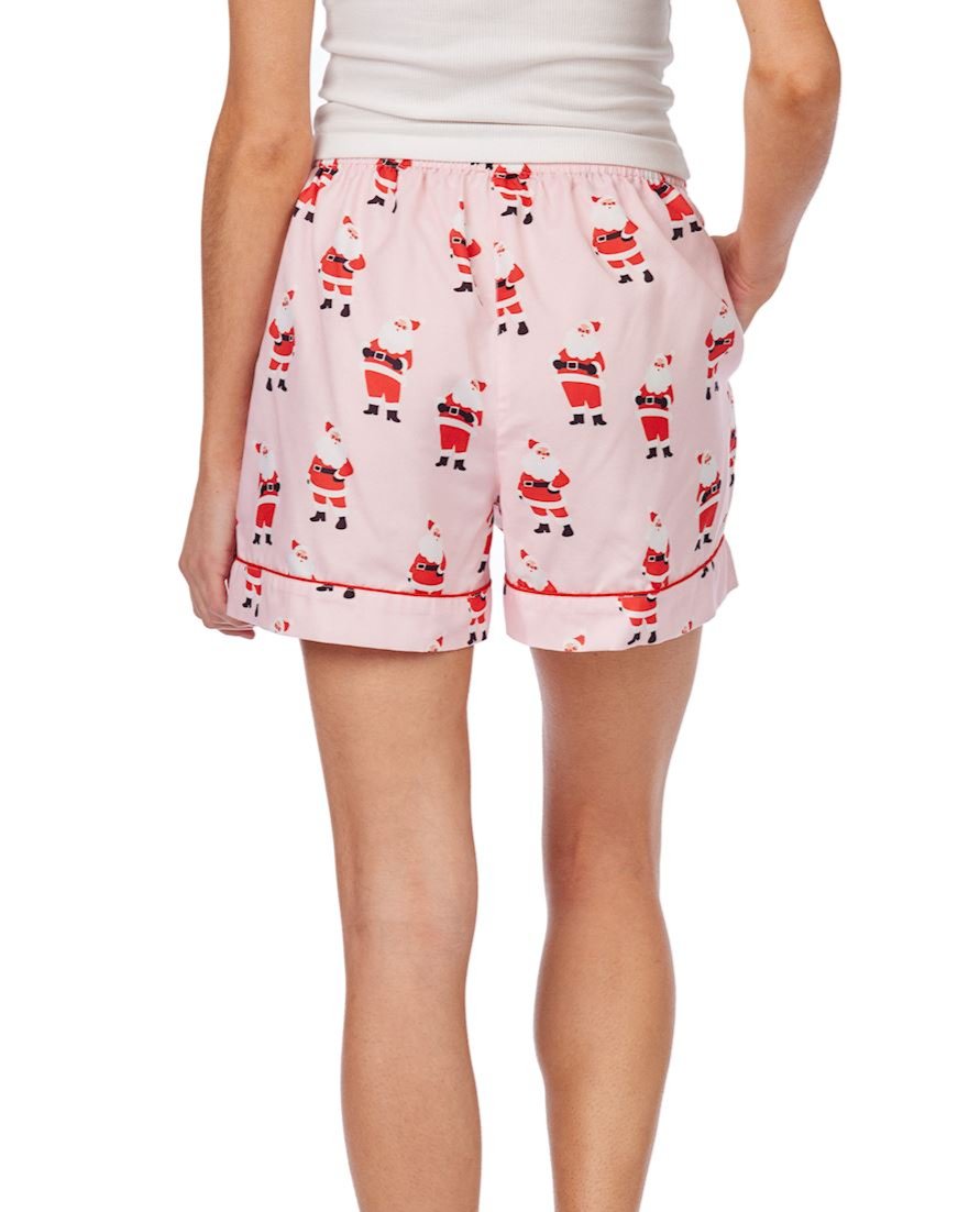 Pink Santa Pajama Shorts