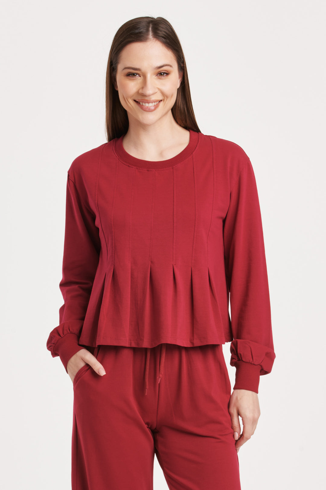 Dove Pleated Peplum Top