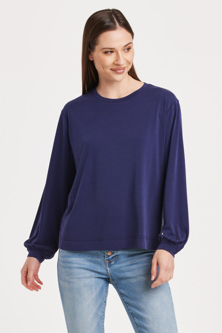 Matilda Crewneck Long Sleeve Tee - Electric Indigo