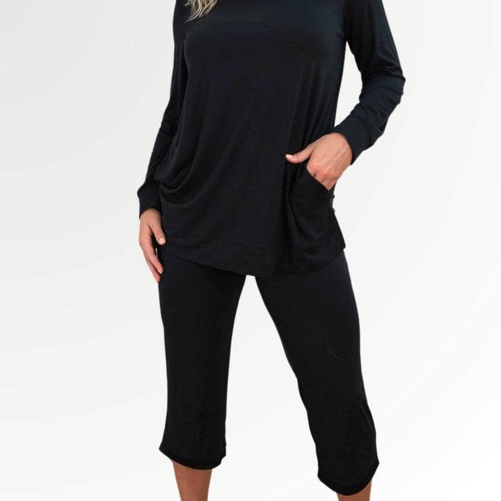 Faceplant Dreams Bamboo Capri Pajama Pants - Black