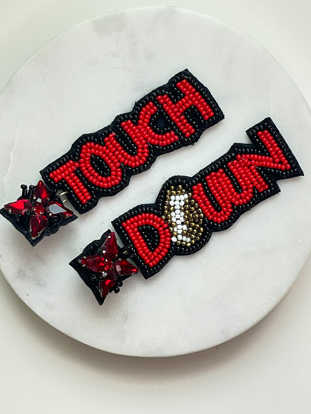 Black & Red Touchdown Gameday Beaded Earrings