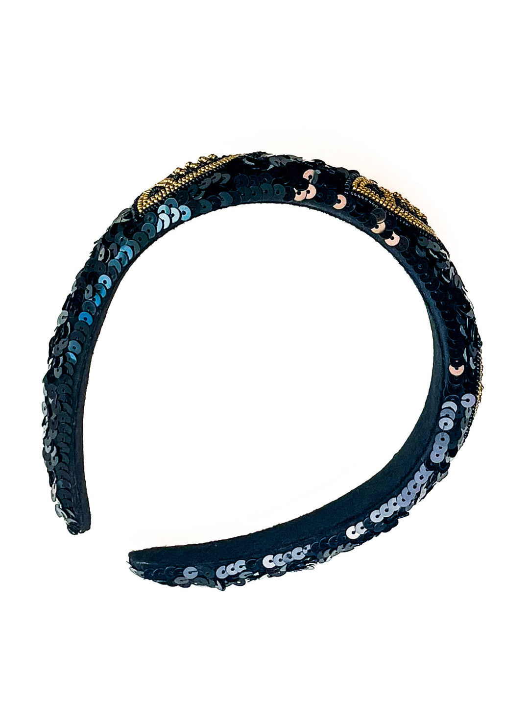 Black Football Beaded Headband