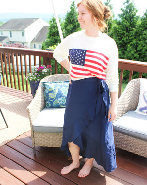 Navy Maxi Wrap Skirt