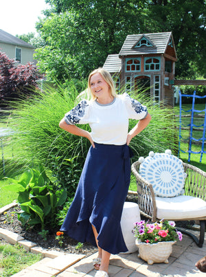 Navy Maxi Wrap Skirt