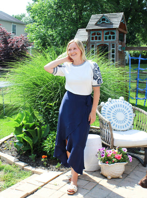 Navy Maxi Wrap Skirt