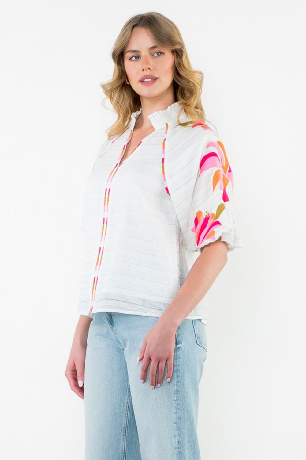 Aria Embroidered Sleeve Top