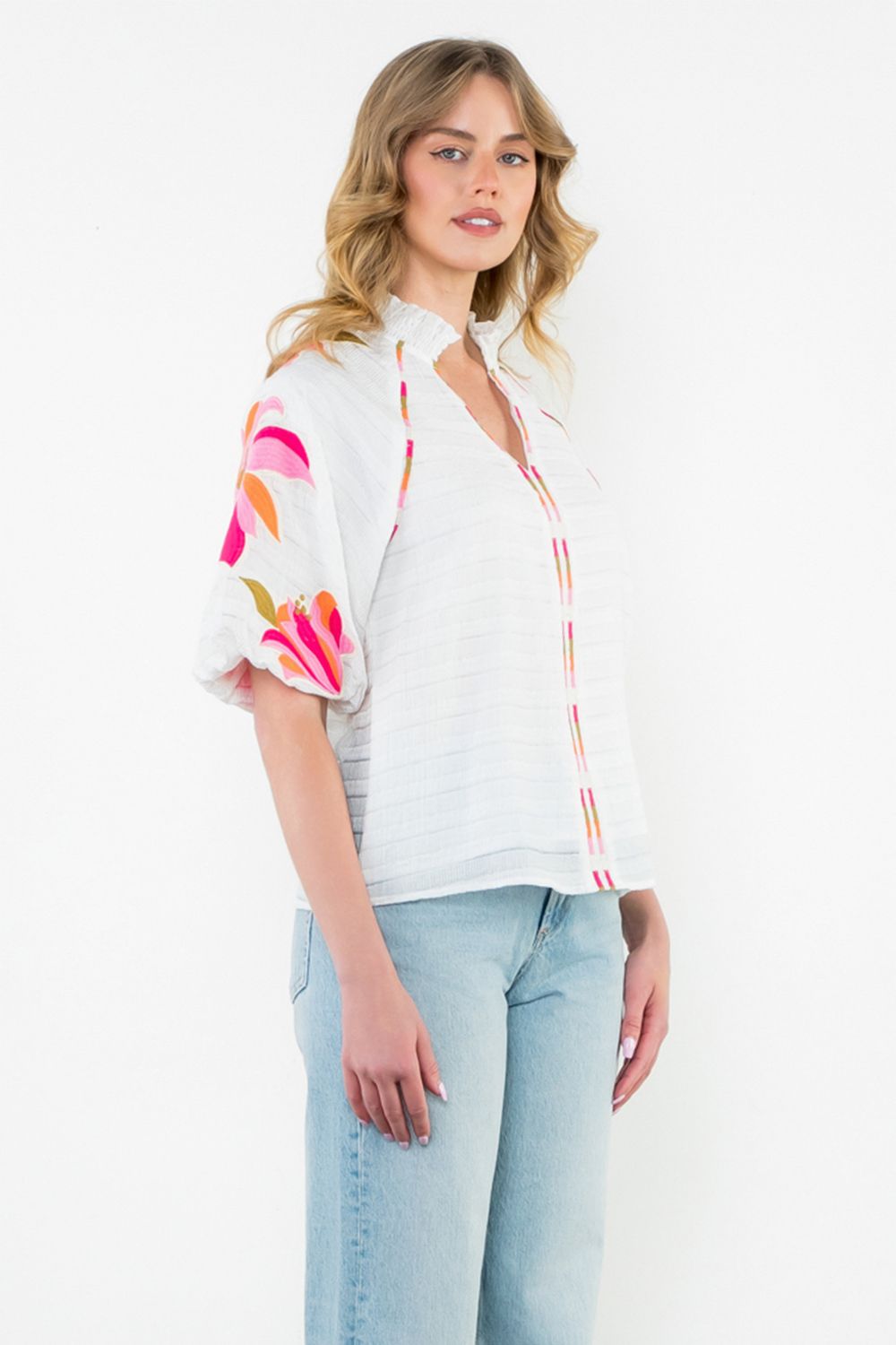 Aria Embroidered Sleeve Top