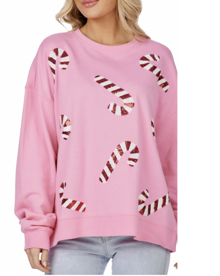 Candy Cane Sparkle Sweatshirt - Women's