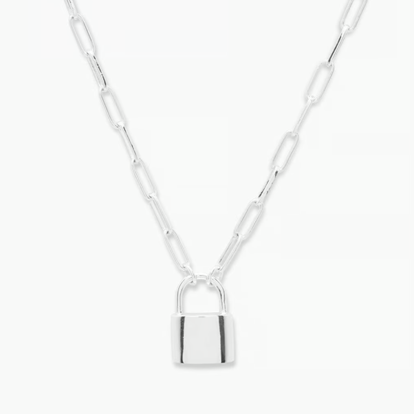 Gorjana Kara Padlock Charm Necklace (Silver)