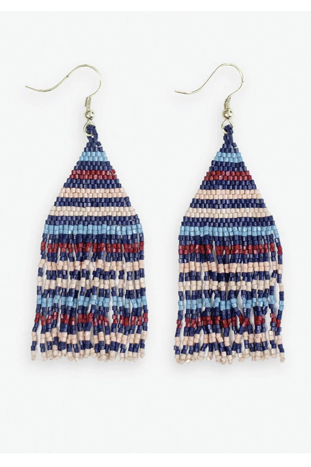 Lexie Horizontal Lines Beaded Fringe Earrings - Copenhagen