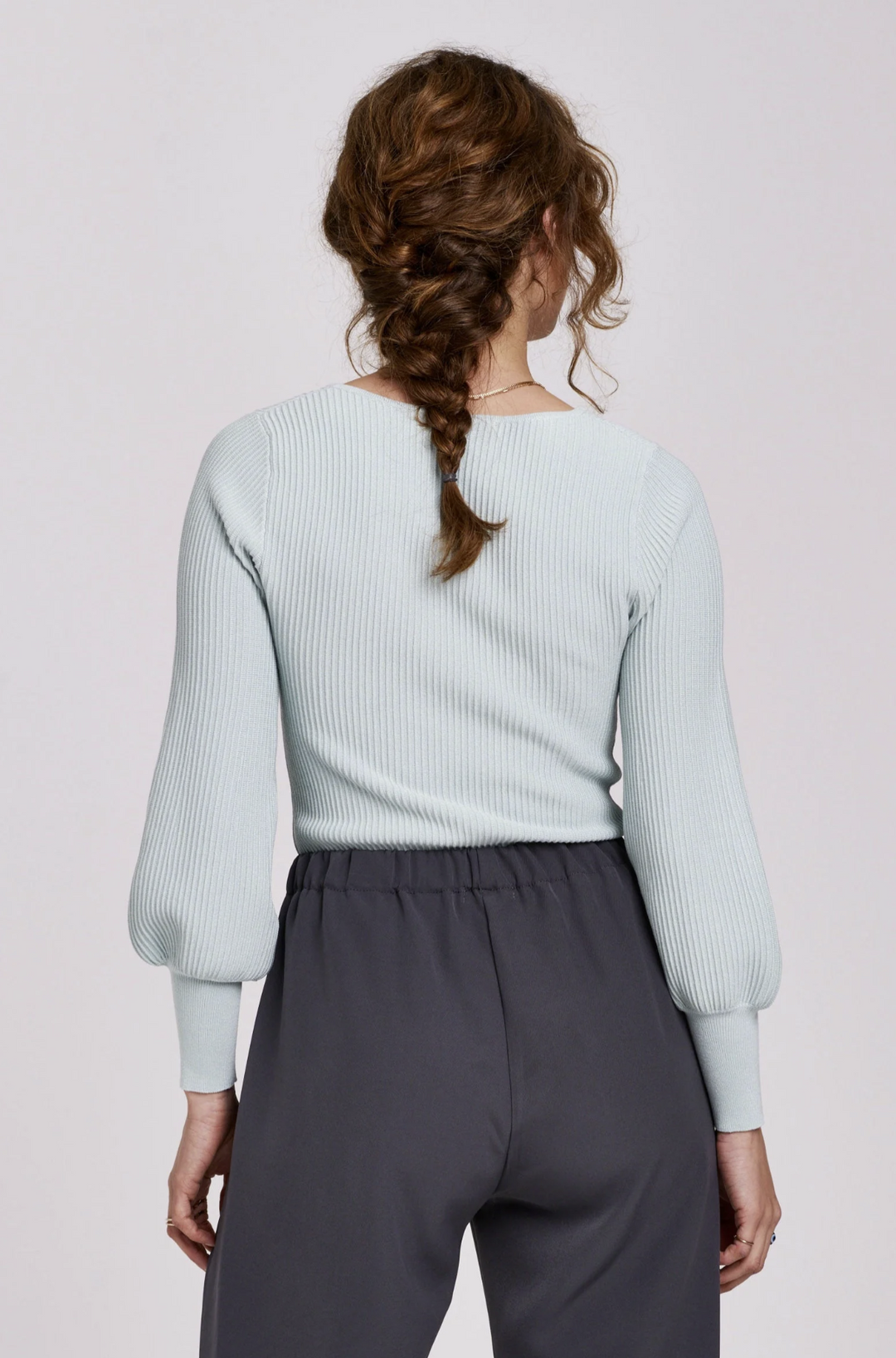 Lincoln Peplum Sleeve Sweater Tranquil Blue