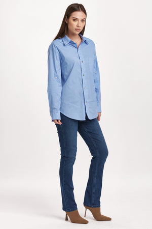 Lola Buttondown - Solid Blue