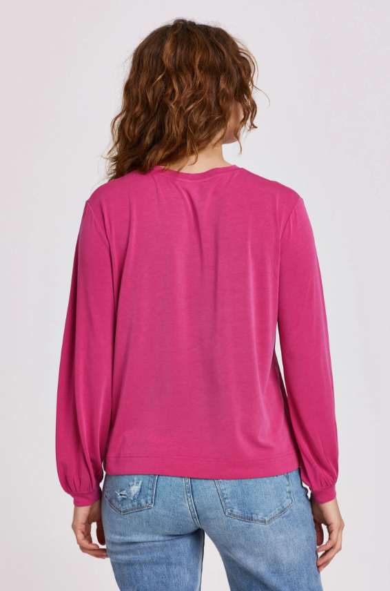 Matilda Crewneck Long Sleeve Tee - Azalea