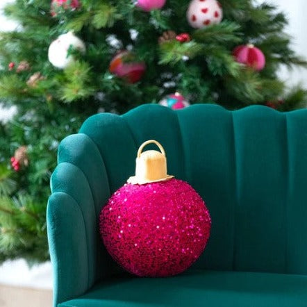 Merry Bauble Sequin Medium Pillow Magenta