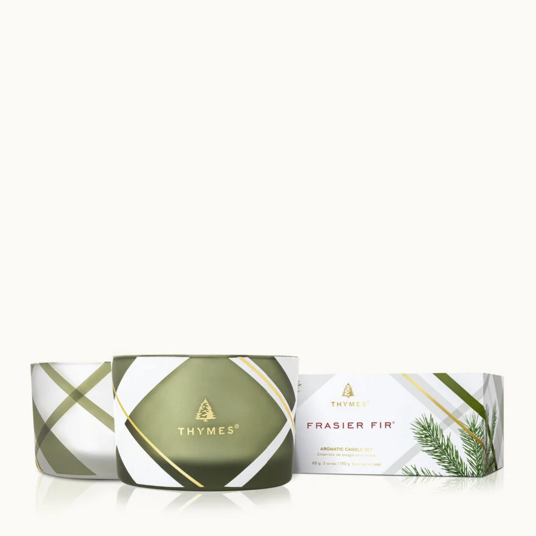 Thymes - Frasier Fir Frosted Plaid Candle Set