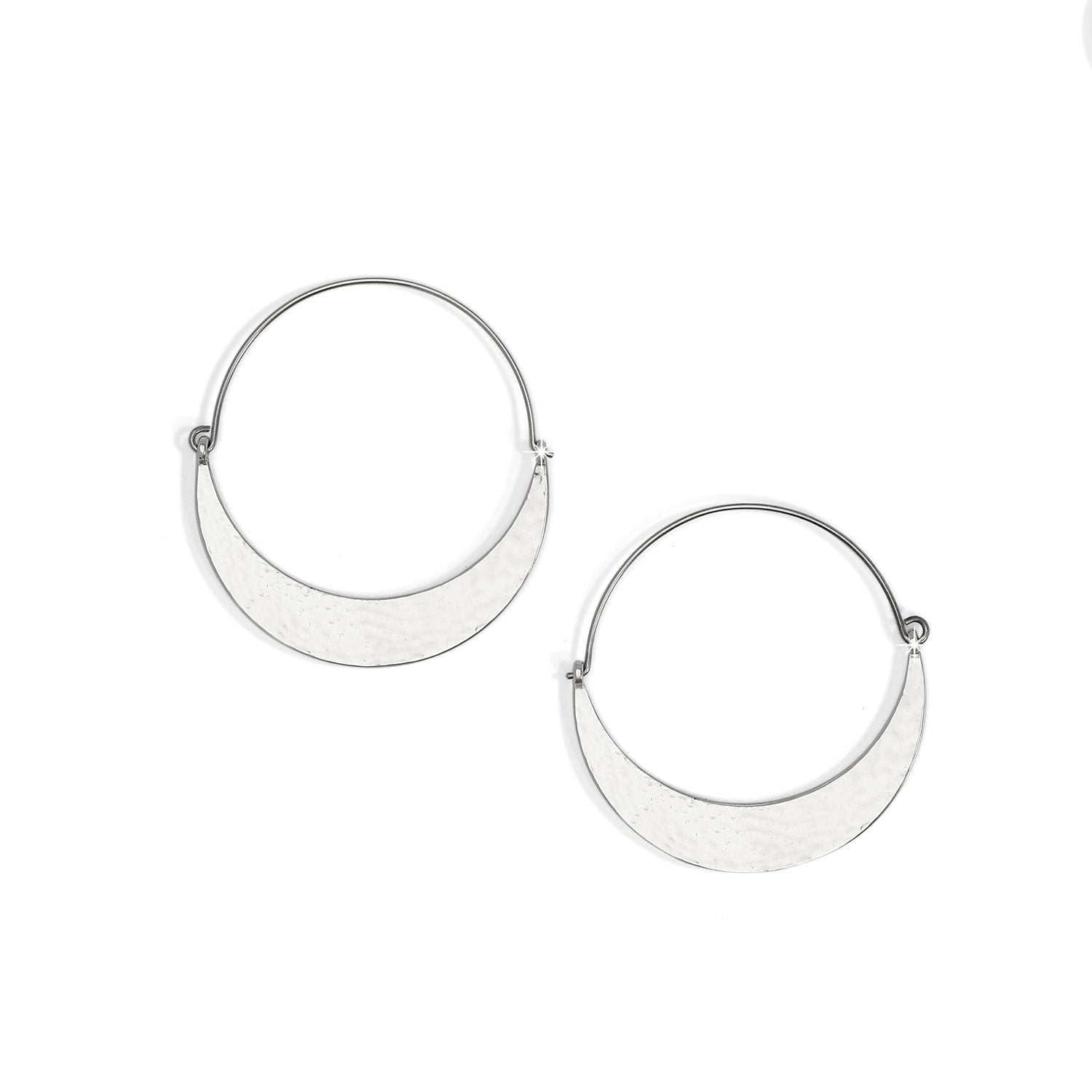 Palm Canyon Large Hoop Earrings (Silver)