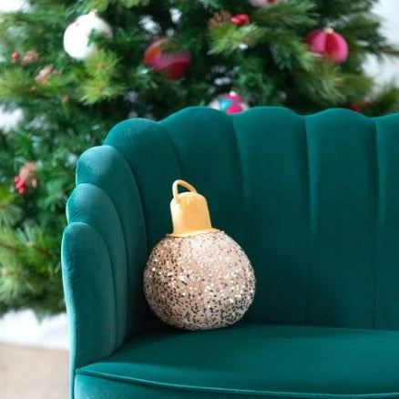 Merry Bauble Sequin Small Pillow Champagne