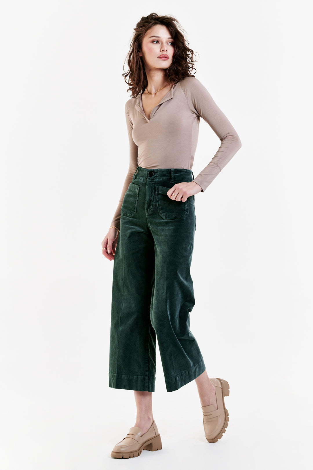 Audrey Corduroy Cropped Pant Pine