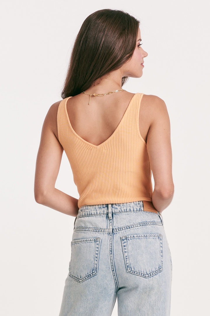 Noa V-Neck Sweater Tank - Peach