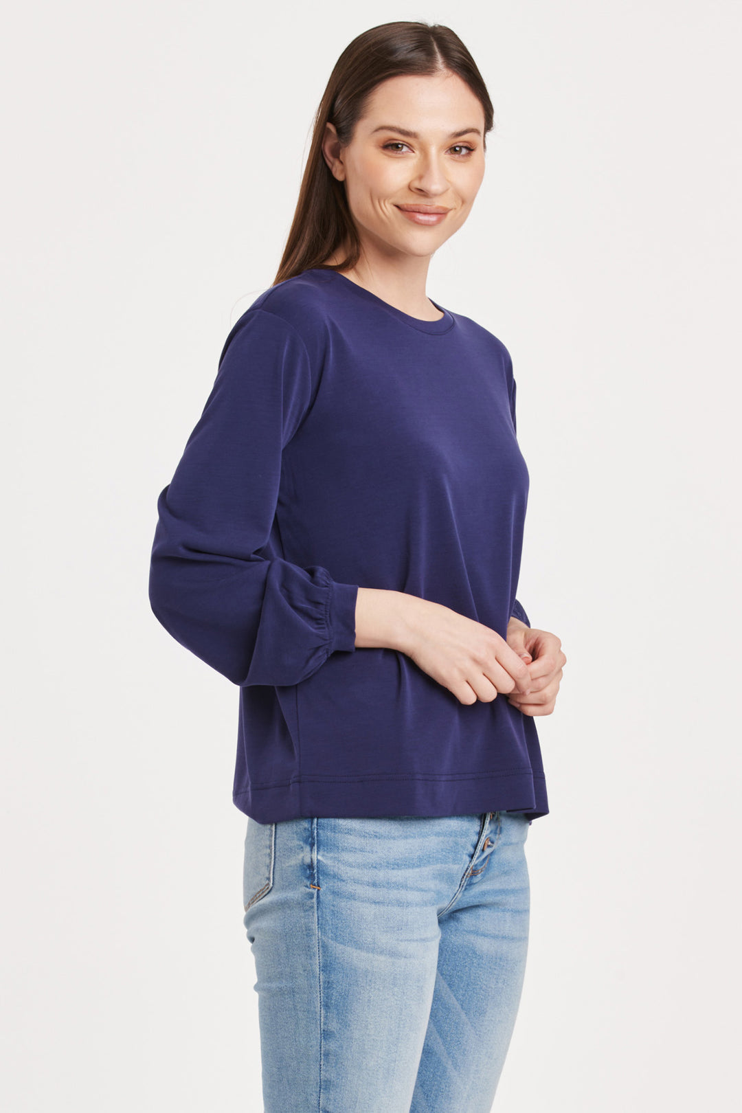 Matilda Crewneck Long Sleeve Tee - Electric Indigo