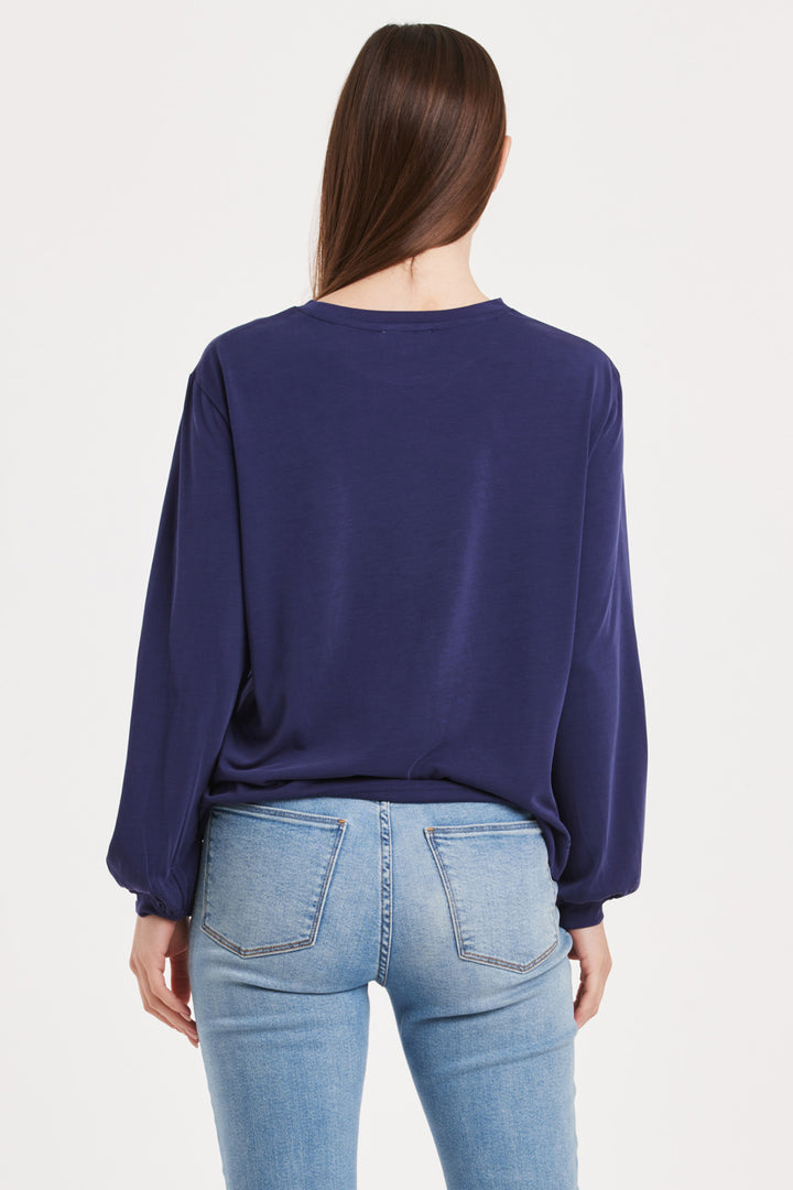 Matilda Crewneck Long Sleeve Tee - Electric Indigo