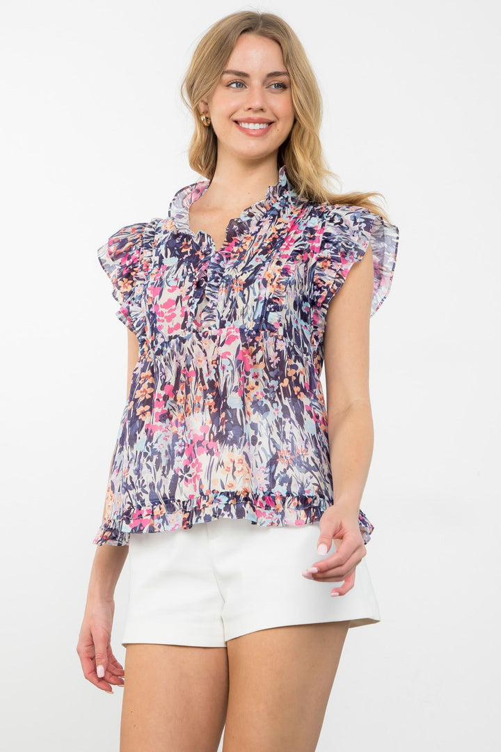 Flutter Sleeve Floral Top