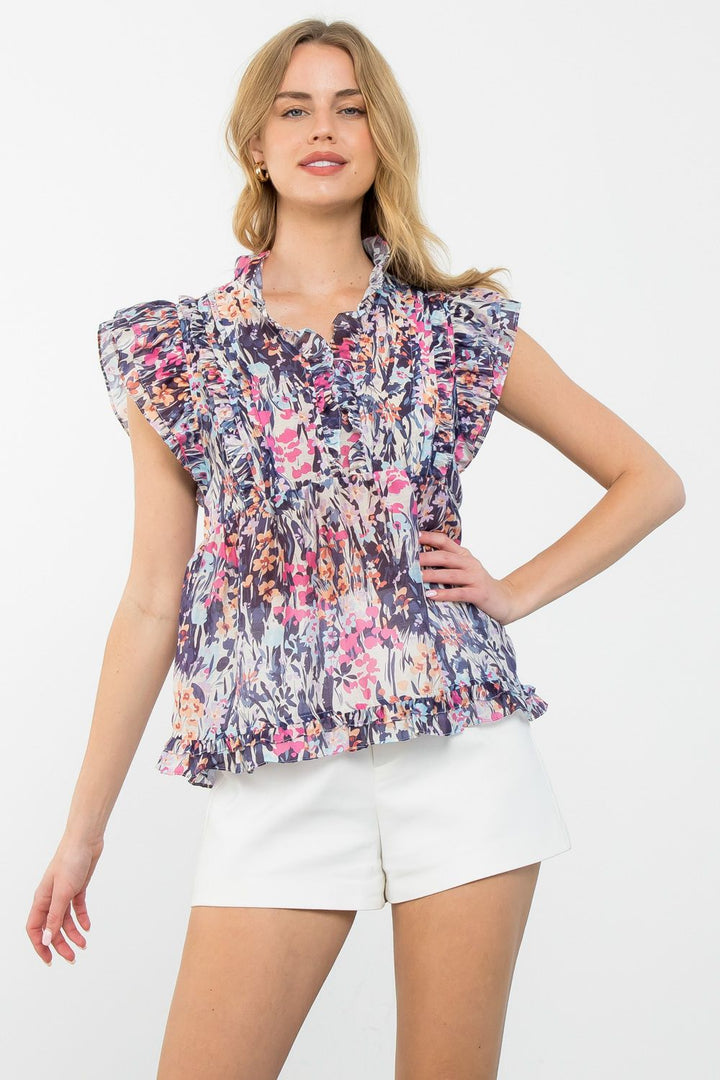 Flutter Sleeve Floral Top