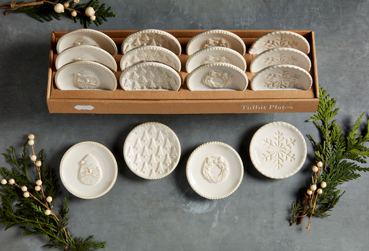 White Christmas Tidbit Plates