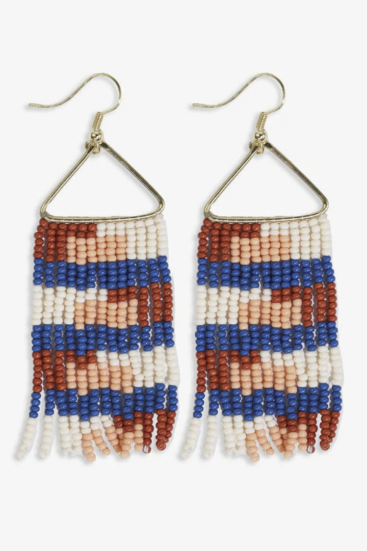 Whitney Quilted Beaded Fringe Earrings - Sedona